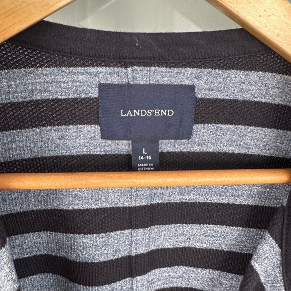 Lands End Cardigan Womens Large 14-16 Blue Open Front Sweater Pocket Blazer Knit - Picture 4 of 7